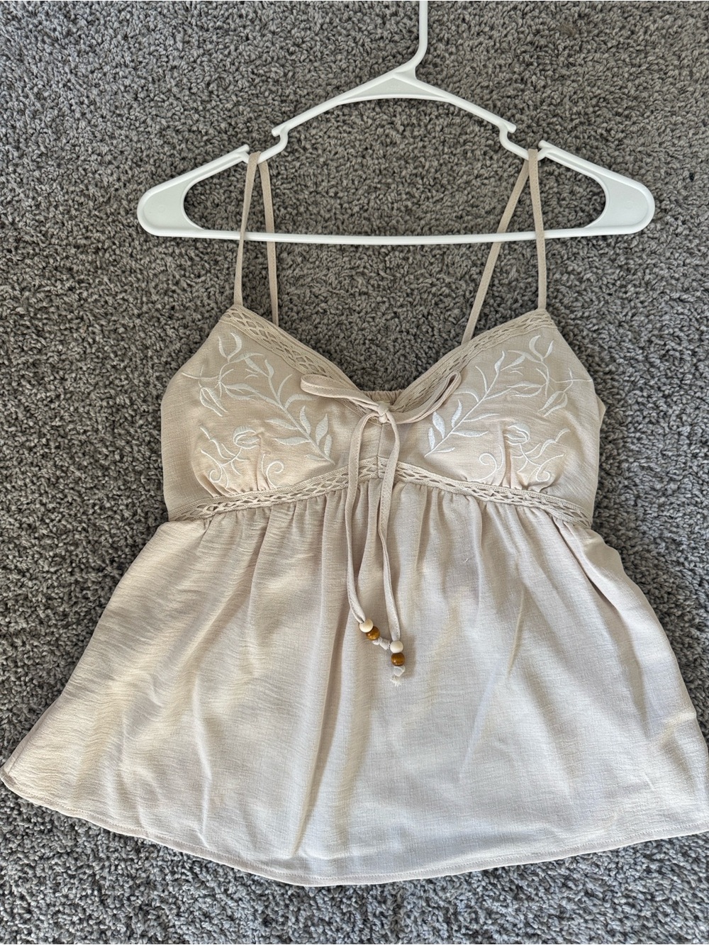 Beige floral Tank Top